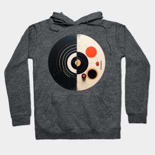 Spinning Record and Turntable - Minimalist Abstract Mix Hoodie
